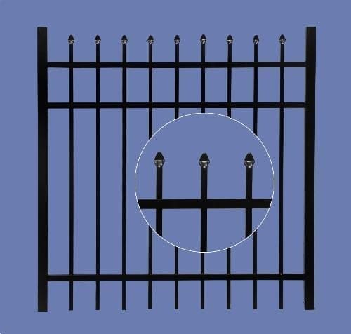 aluminum gate 4h x 4w 3 rail spear top 5/8" - BLK