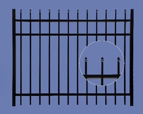 aluminum gate 4h x 5w 3 rail spear top 5/8" - BLK