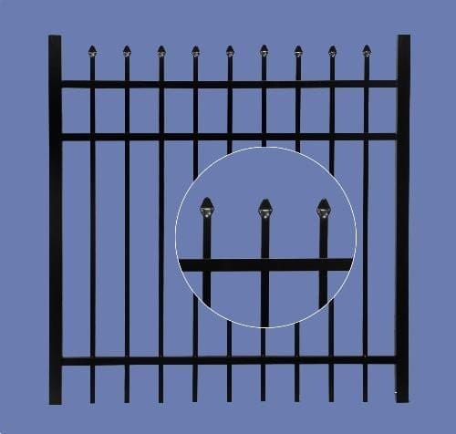 aluminum gate 5h x 4w 3 rail spear top 5/8" - BLK
