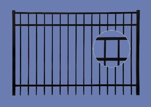aluminum gate 4h x 6w 3 rail flat top 5/8" - BLK