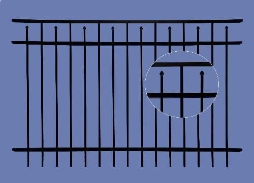aluminum section 4h x 6w 3 rail boxed spear 5/8" - BLK