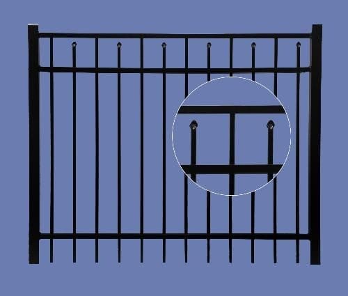 aluminum gate 5h x 5w 3 rail boxed spear 5/8" - BLK